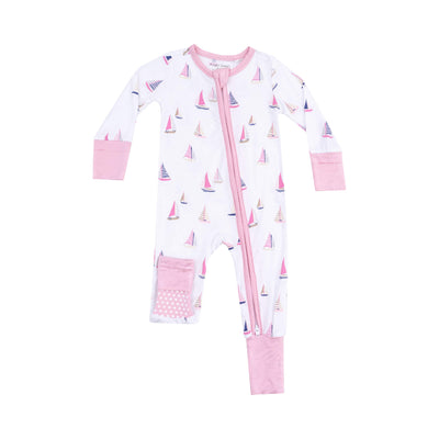 pink sailboats zipper romper