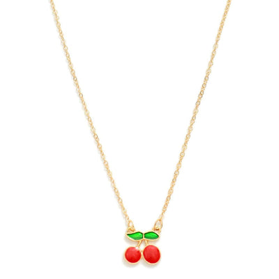 enamel cherry pendant  necklace