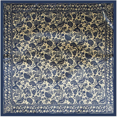 The Dipped Shop Vintage Color Block Paisley Square Satin Scarf features an ornate paisley pattern and color-blocked design, offering a silk-like feel and traditional flair in a stylish, sophisticated accessory.