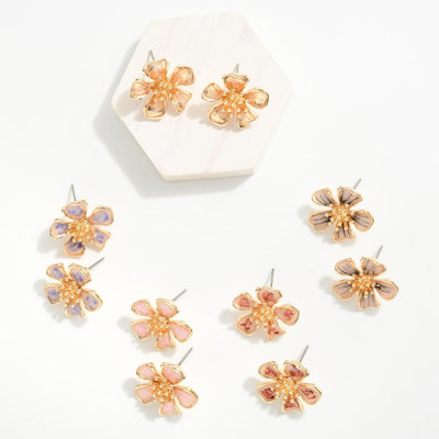 enamel flower post earrings