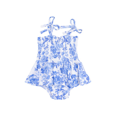 roses in blue smocked bubble