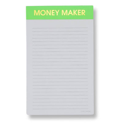 The Chez Gagné Money Maker - Lined Notepad features a green header with MONEY MAKER in yellow and lined pages for writing.