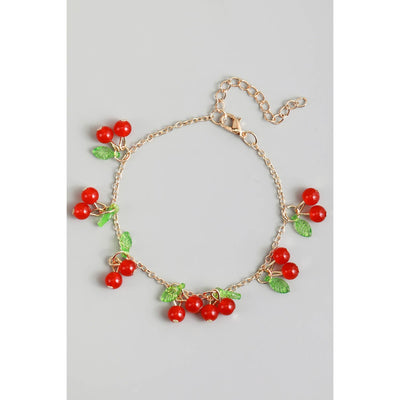 gold chain bracelet with cherry charms