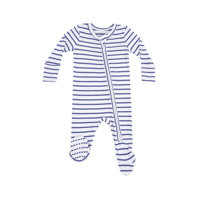 navy striped footie