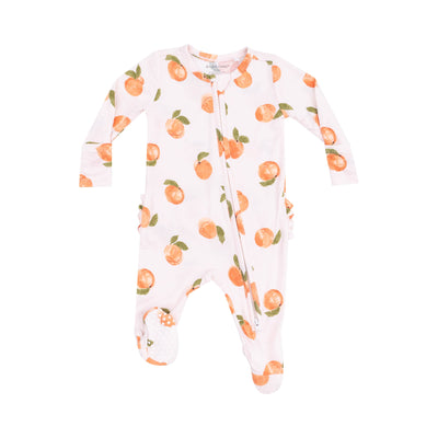 watercolor peaches zipper footie