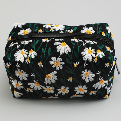 black floral embroidered pouch