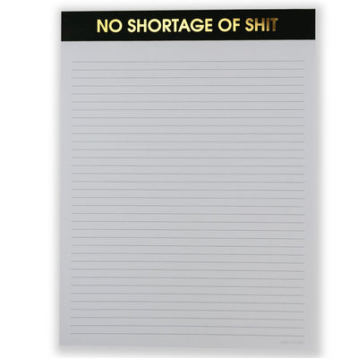 Chez Gagnés No Shortage of Shit - Large Memo Lined Notepad features a bold black header with thick, tear-perfect pages for effortless note-taking.