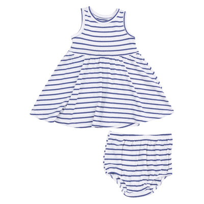 navy striped tank dress and bloomers