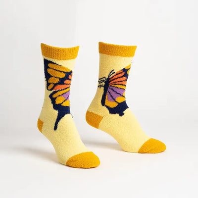 wings of wonder slipper socks with butterflies