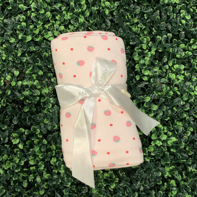 strawberry swiss dot swaddle