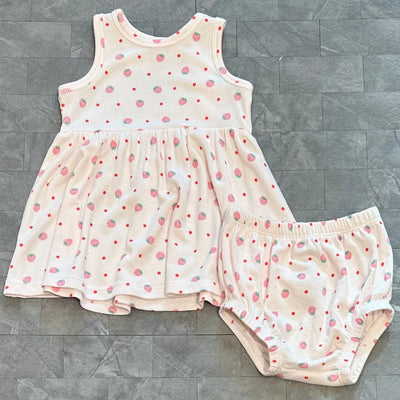 swiss strawberry dot tank dress and bloomers by angel dear