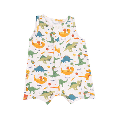 veggie dino shortie romper 