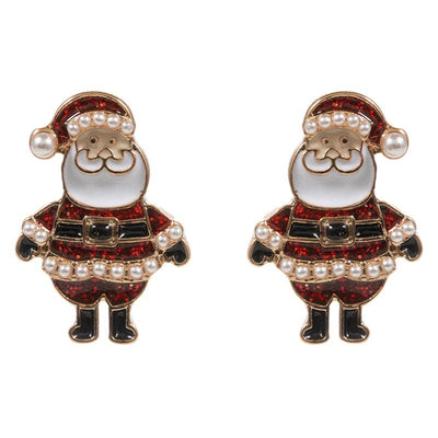 Add holiday sparkle with Designature New York's Christmas Santa Claus Enamel Pearl Post Earrings, featuring red glitter, black accents, and pearl details—a festive addition to your jewelry collection.