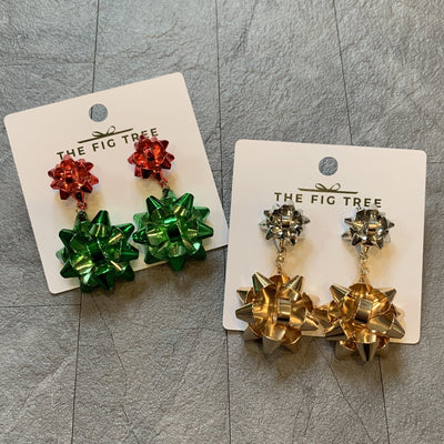 christmas bow present earrings
