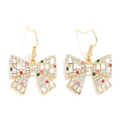 RHINESTONE CHRISTMAS BOW EARRINGS