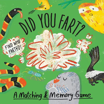 Comic-style game cover for Did You Fart? by Chronicle Books, featuring illustrated animals like a snake, bird, seal, and skunk with a playful fart cloud in the center.