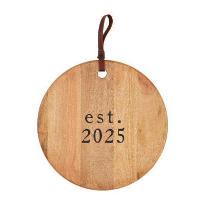 round est 2025 wood board with hanging loop