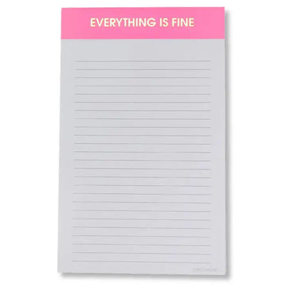 everything is fine notepad with pink header 