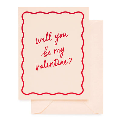 will you be my valentine pink greeting card