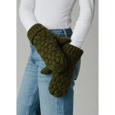 olive knit mittens