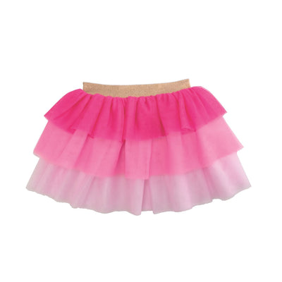 The Mud Pie Pink Ombre Tutu features three layers of ombre pink mesh tulle and a shimmering lurex waistband, shown against a white background.