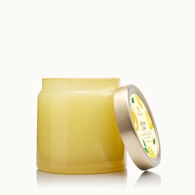 lemon leaf yellow glass candle